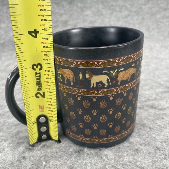 Denver Zoo Coffee Mug Charcoal Gray Copper Animal Paw Prints Elephant Lion Zebra - Picture 5 of 6